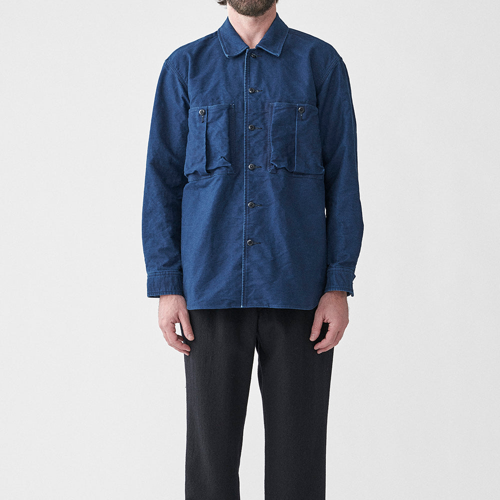 SAGE DE CRET 31-30-6116 Indigo moleskin work shirt