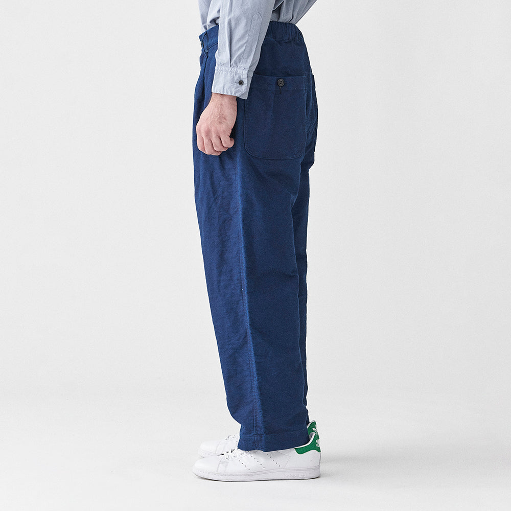 SAGE DE CRET 31-30-8360 Indigo moleskin pleated wide pants