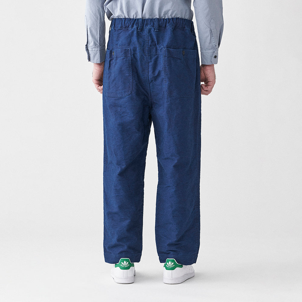 SAGE DE CRET 31-30-8360 Indigo moleskin pleated wide pants