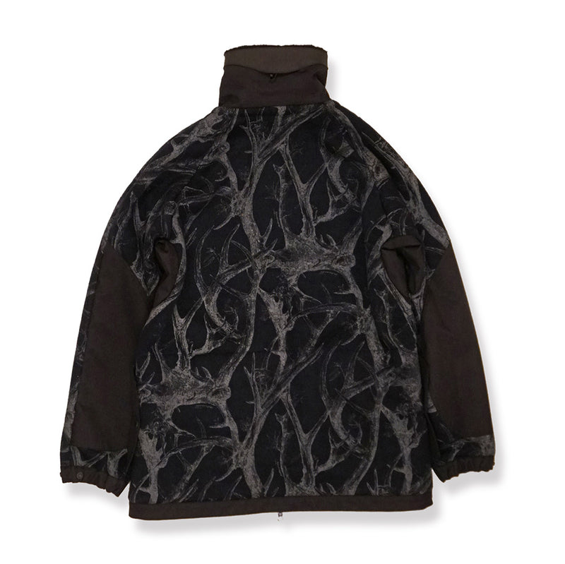 Norbit HNJK-053 Horn Tree Print Wool Boa Jacket-Navy