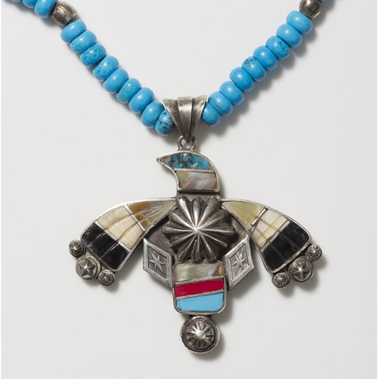 SEVESKIG Thunder Bird Inlay Pendant Necklace