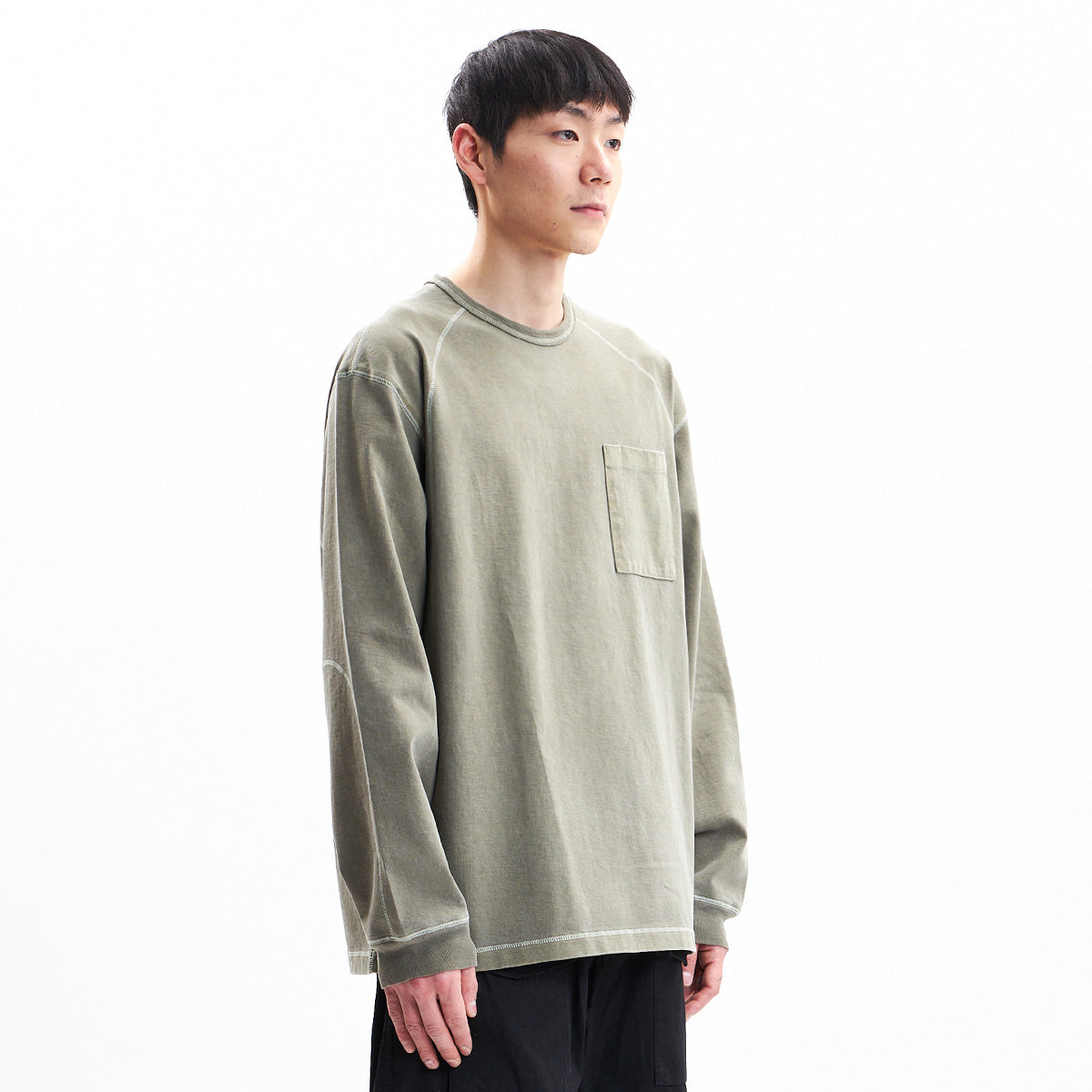 EASTLOGUE 2021SSCS05 COVER STITCH T-SHIRT - OLIVE