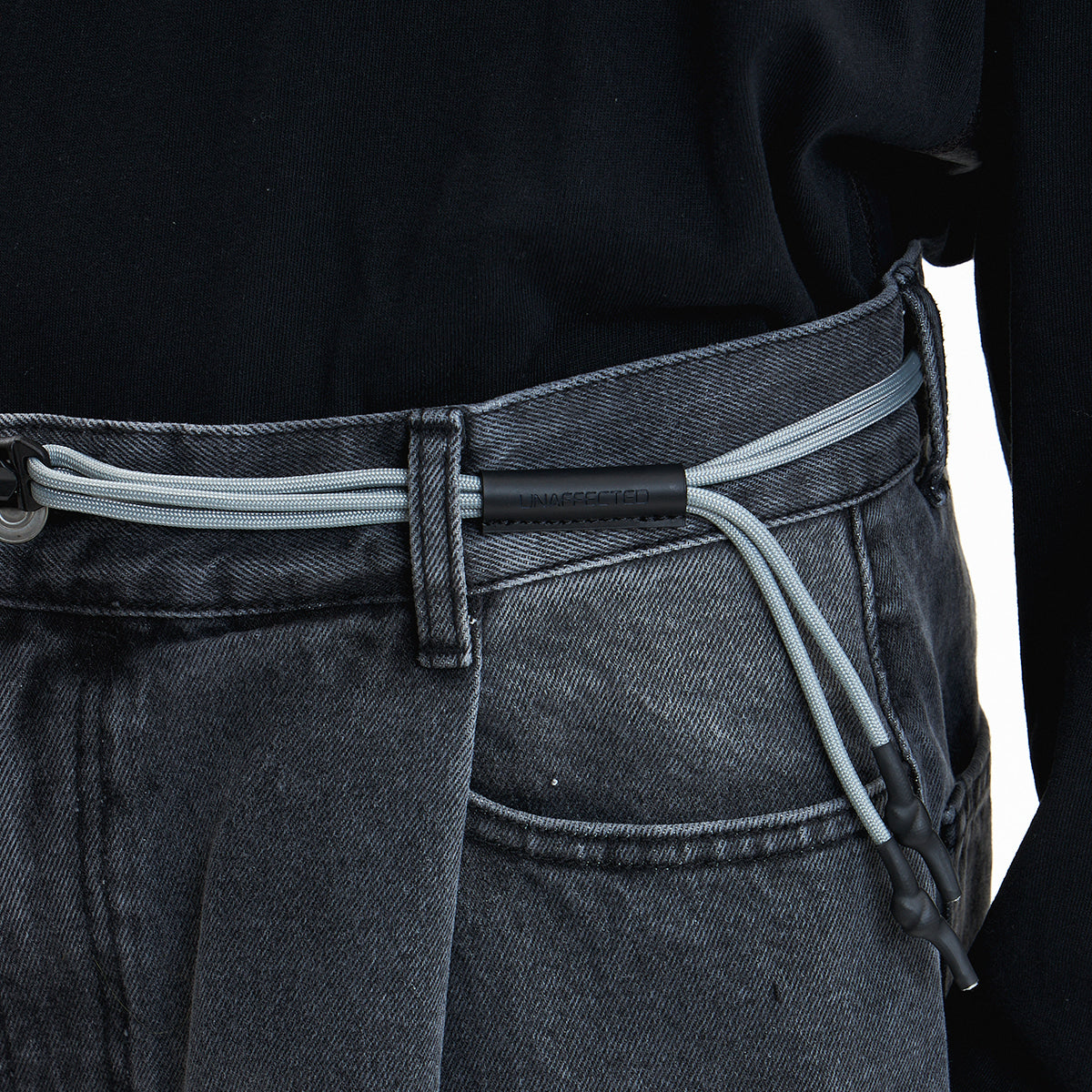 UNAFFECTED UN-SS21AC05 LOGO DRAWSTRING BELT - LIGHT GREY