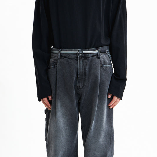 UNAFFECTED UN-SS21AC05 LOGO DRAWSTRING BELT - LIGHT GREY