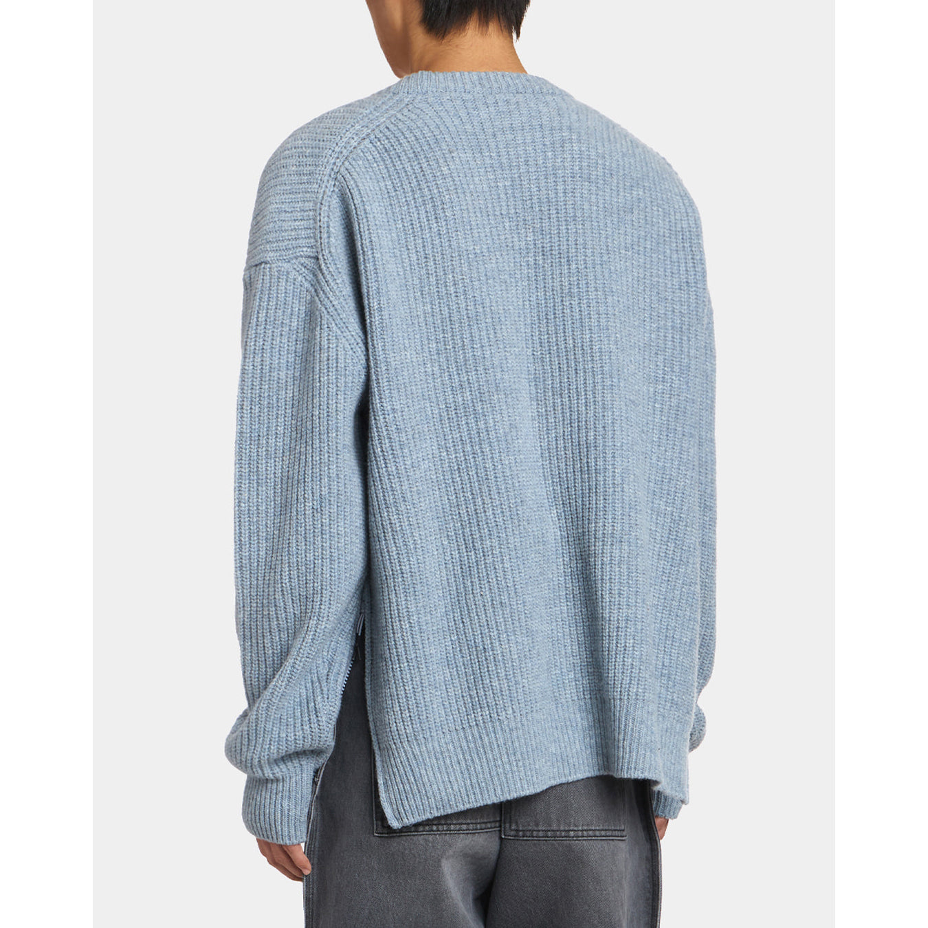 UNAFFECTED UN-FW21KN01 OVERSIZED CREWNECK KNIT- SAGE BLUE MELANGE