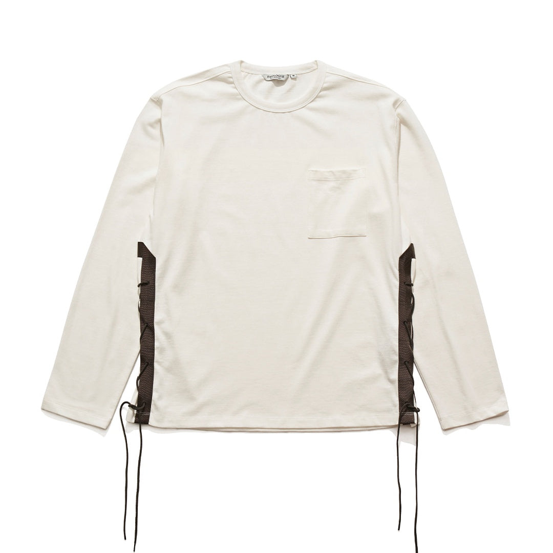 EASTLOGUE 2121FWCS02 L.S FLACK T SHIRT- WHITE