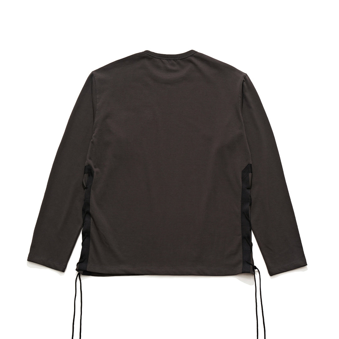 EASTLOGUE 2121FWCS02 L.S FLACK T SHIRT- CHARCOAL