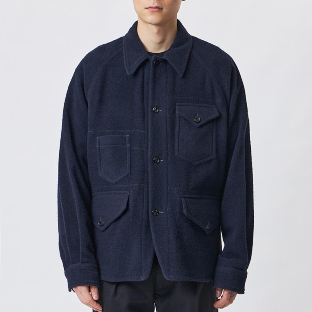 EASTLOGUE 2121FWSH08 NAVY SHIRT- NAVY WOOL