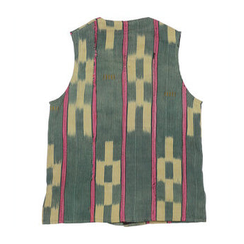 MONITALY M29101 NATIVE VEST - HANDWOVEN AFRICAN INDIGO CLOTH, STRIPE (ONE OF A KIND)