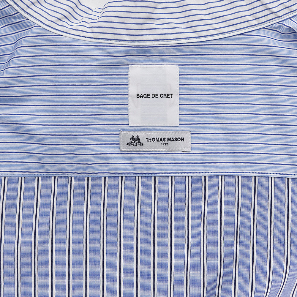 SAGE DE CRET 31-30-6123 THOMAS MASON striped patchwork stand collar long shirt