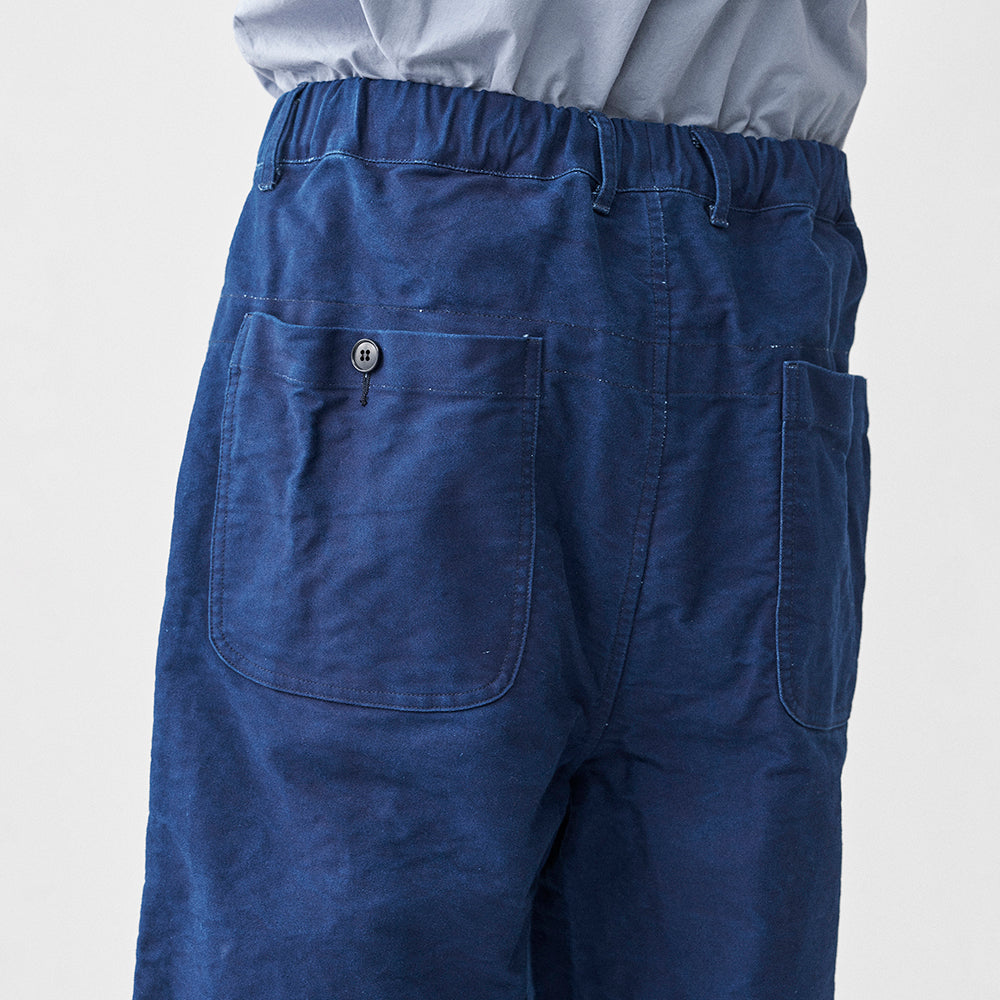 SAGE DE CRET 31-30-8360 Indigo moleskin pleated wide pants