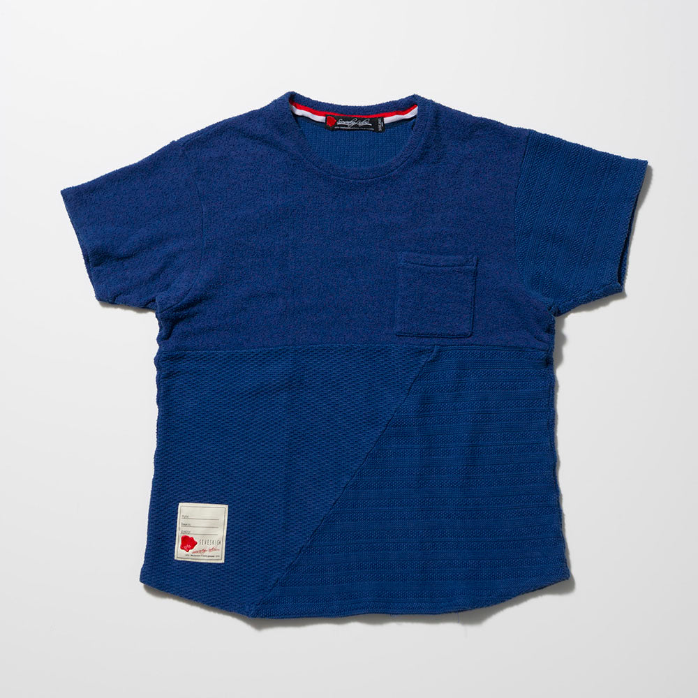 SEVESKIG Panel Indigo T-shirt