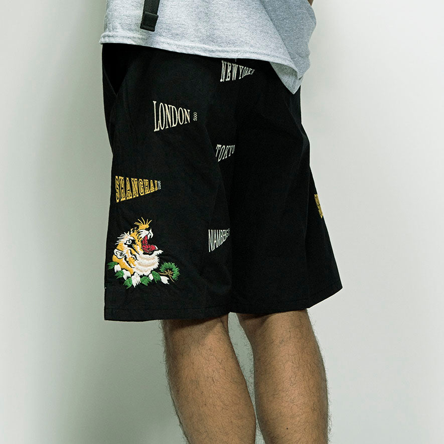 SEVESKIG Embroidery Wide Short Pants