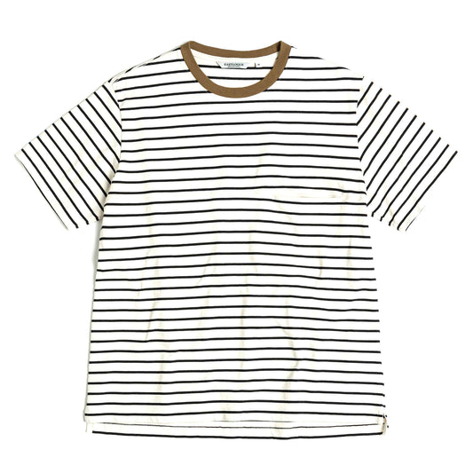 EASTLOGUE 2021SSCS01 ONE POCKET BORDER T-SHIRT - ECRU & BLACK