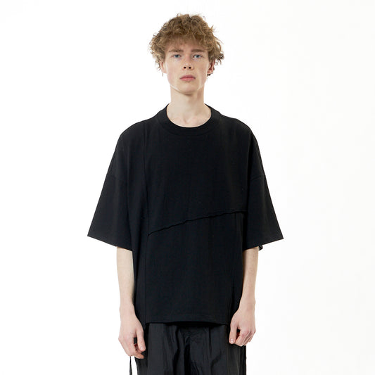 UNAFFECTED UN-SS21CS03 CONTRAST STITCH T-SHIRT - BLACK