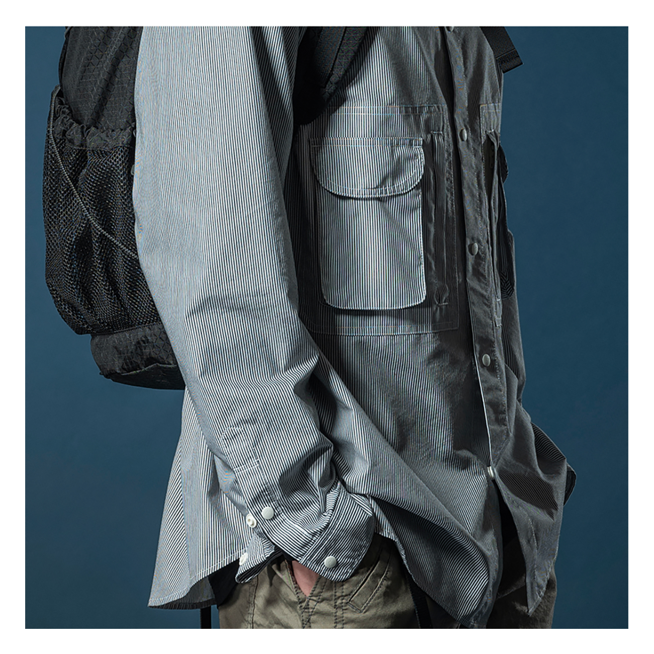 CAYL Double Pocket Hiker Shirts- Black Stripe