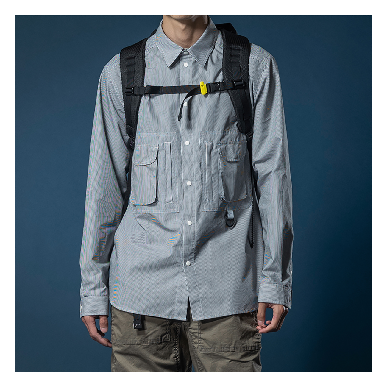 CAYL Double Pocket Hiker Shirts- Black Stripe