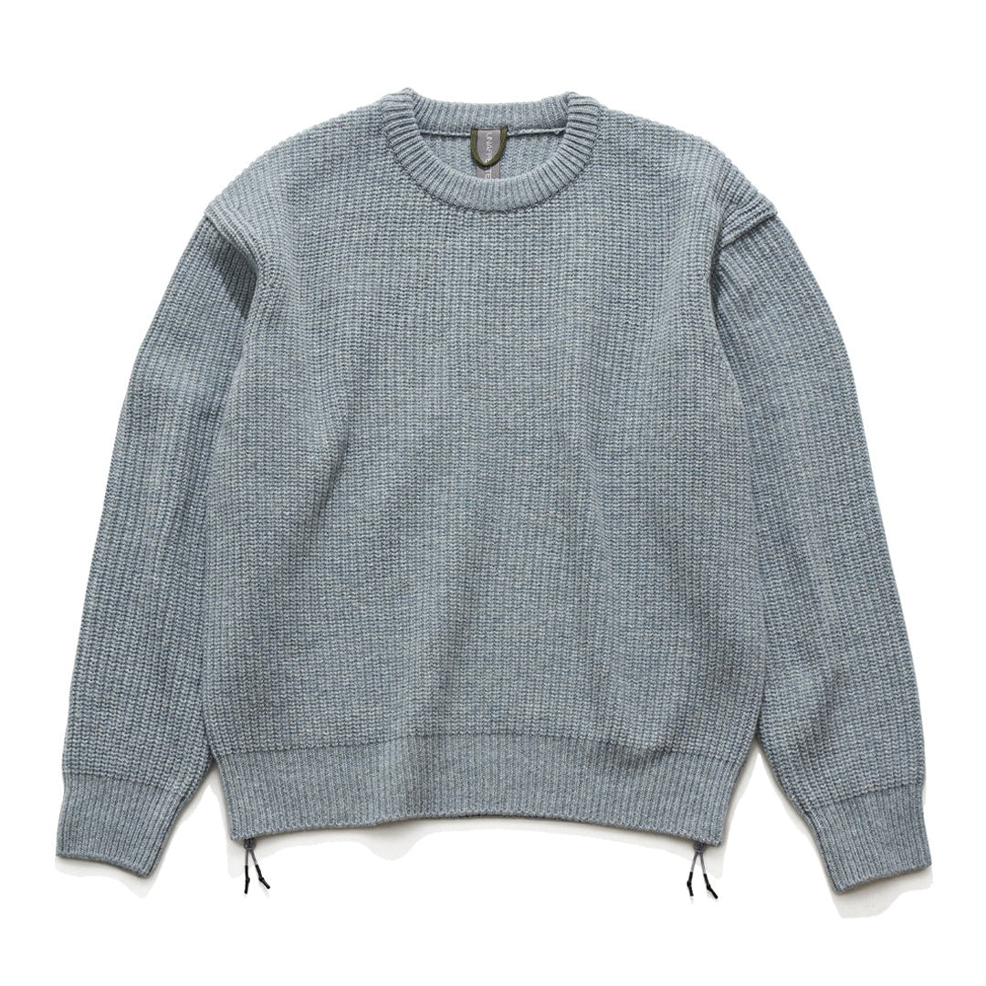 UNAFFECTED UN-FW21KN01 OVERSIZED CREWNECK KNIT- SAGE BLUE MELANGE