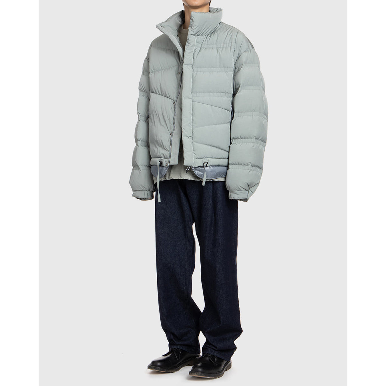 UNAFFECTED UN-FW21DJ04 LAYERED OVERSIZED DOWN JUMPER- SAGE BLUE