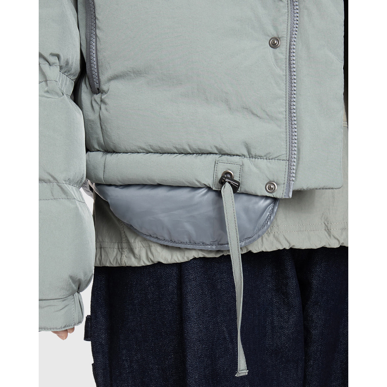 UNAFFECTED UN-FW21DJ04 LAYERED OVERSIZED DOWN JUMPER- SAGE BLUE