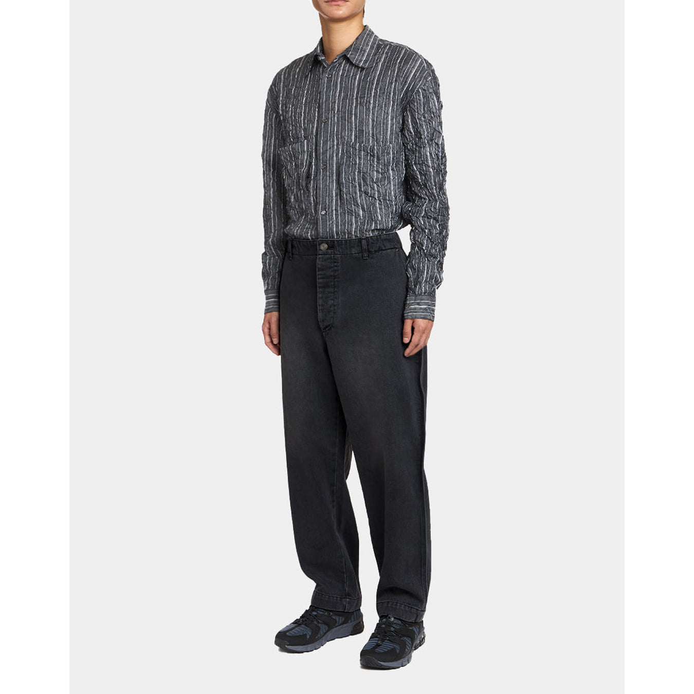 UNAFFECTED UN-FW21PT06 CONTRAST STITCH PANTS- BLACK