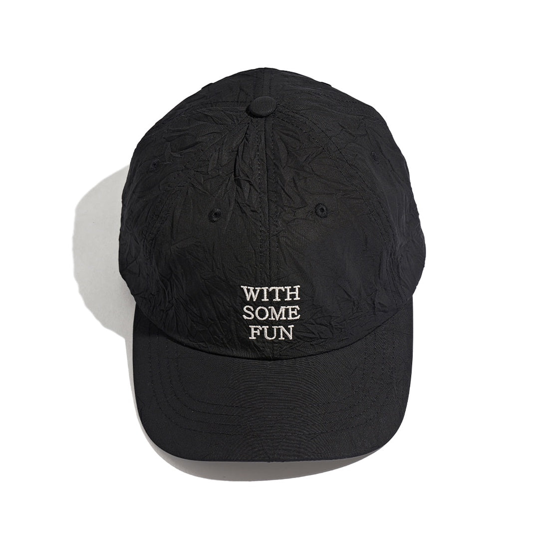 UNAFFECTED UN-FW21BC02 SLOGAN DRAWSTRING BALL CAP- BLACK