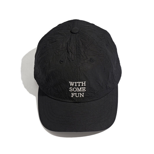 UNAFFECTED UN-FW21BC02 SLOGAN DRAWSTRING BALL CAP- BLACK