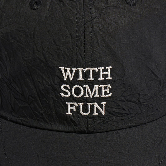 UNAFFECTED UN-FW21BC02 SLOGAN DRAWSTRING BALL CAP- BLACK