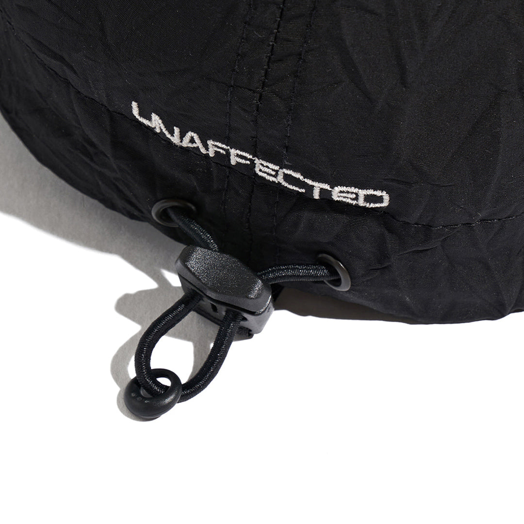 UNAFFECTED UN-FW21BC02 SLOGAN DRAWSTRING BALL CAP- BLACK