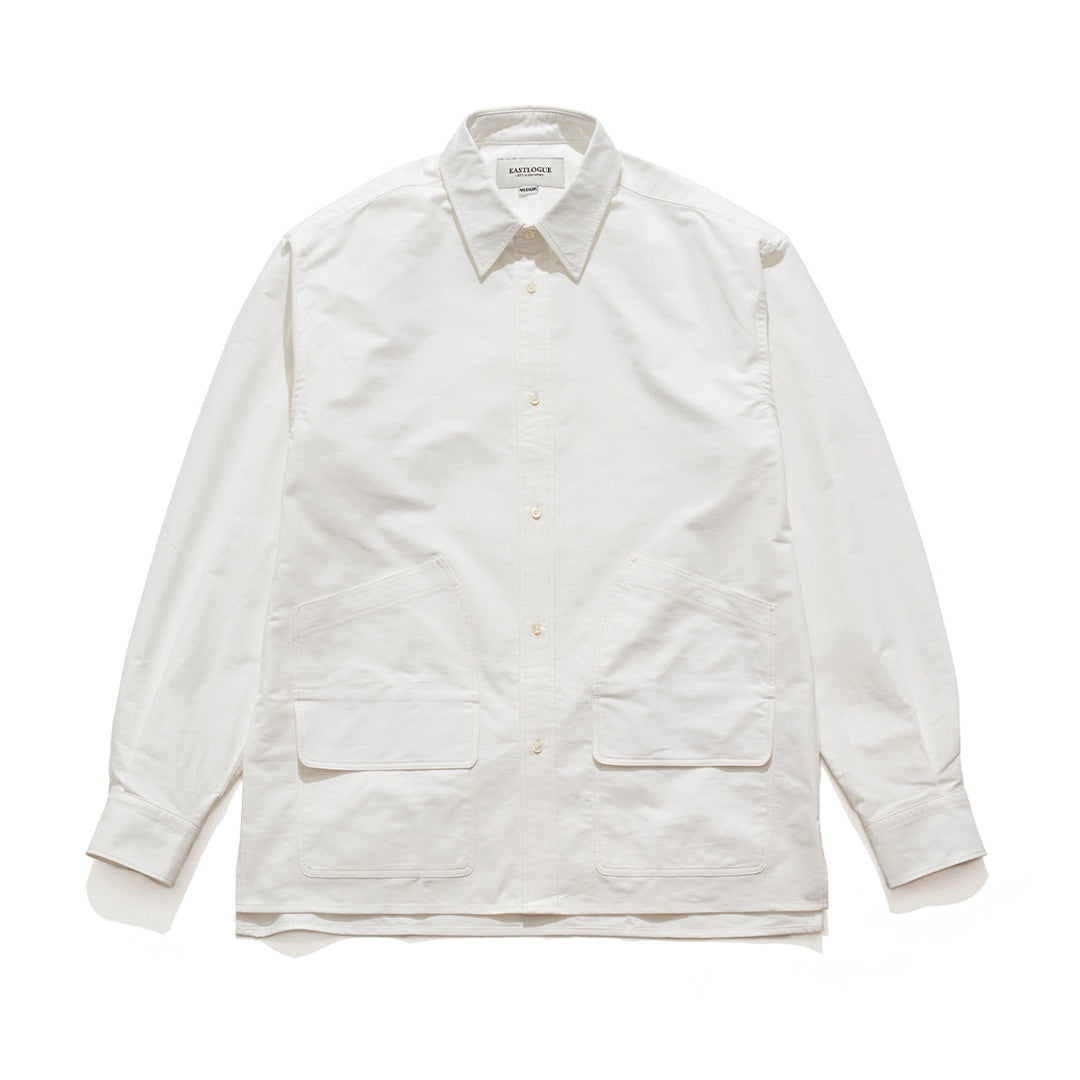 EASTLOGUE 2121FWSH03 SHOOTING SHIRT- WHITE OXFORD