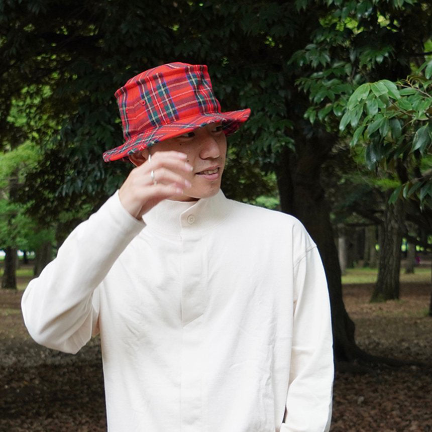 KIJIMA TAKAYUKI PLAID TENNIS HAT - Navy