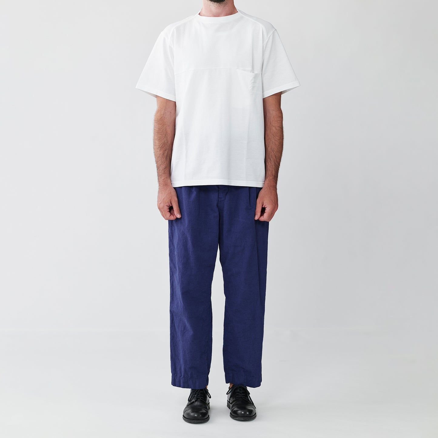 SAGE DE CRET 31-20-8274 9/10 length one-tuck wide Pants- Blue