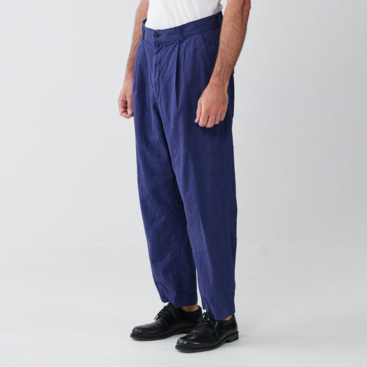 SAGE DE CRET 31-20-8274 9/10 length one-tuck wide Pants- Blue