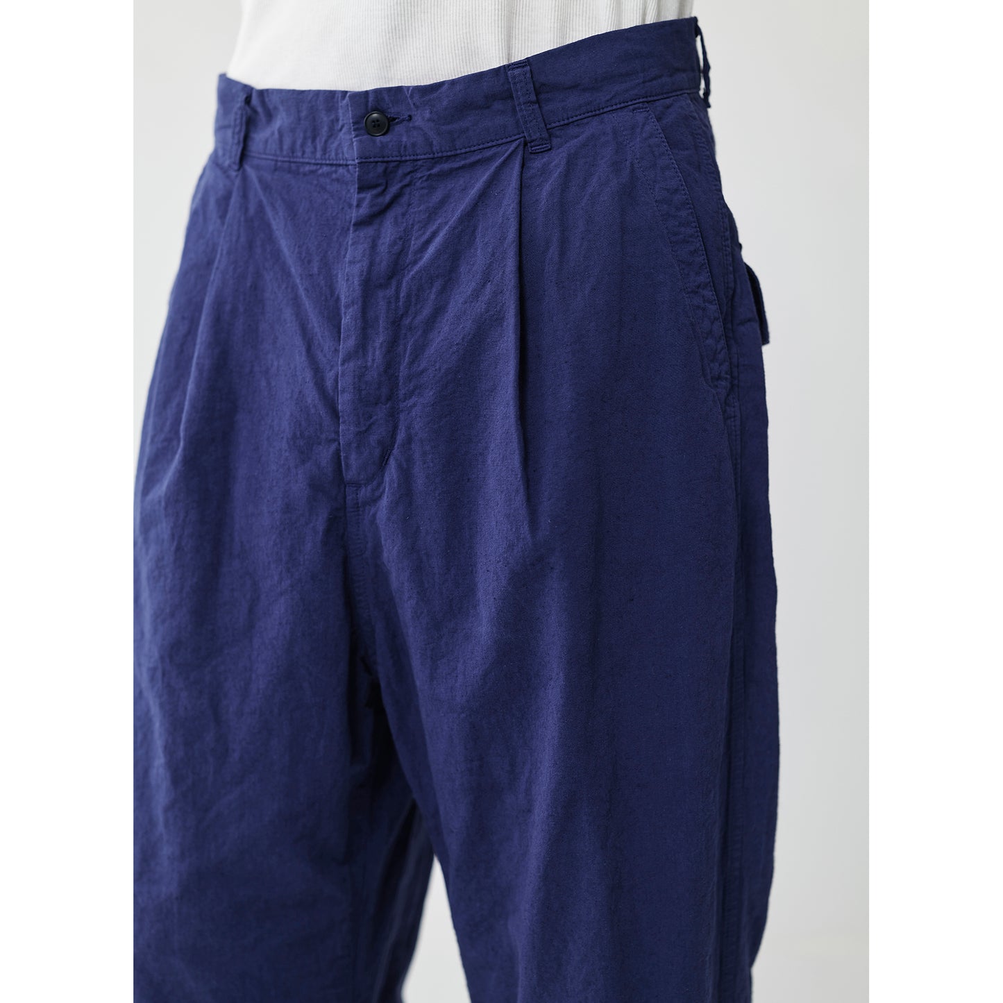SAGE DE CRET 31-20-8274 9/10 length one-tuck wide Pants- Blue