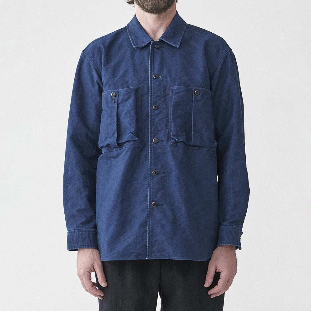 SAGE DE CRET 31-30-6116 Indigo moleskin work shirt