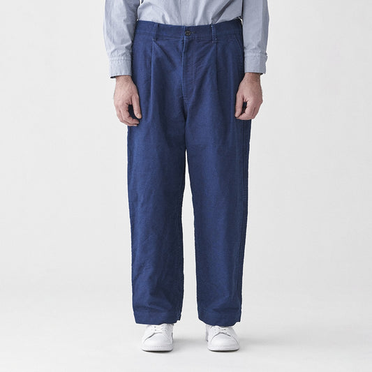 SAGE DE CRET 31-30-8360 Indigo moleskin pleated wide pants