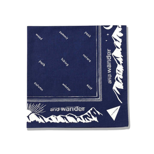 AND WANDER Reflective words bandanna-Navy