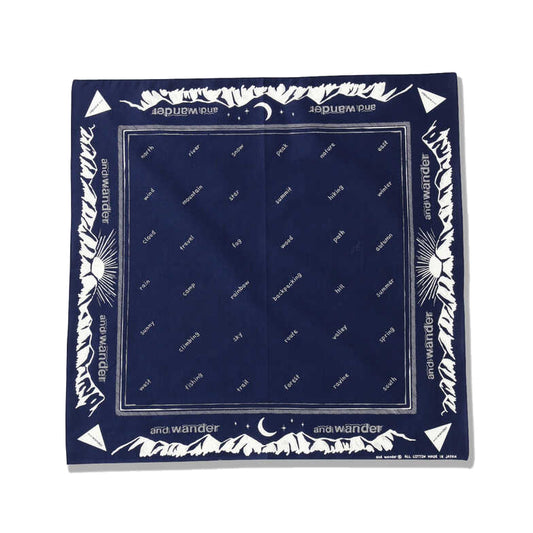 AND WANDER Reflective words bandanna-Navy