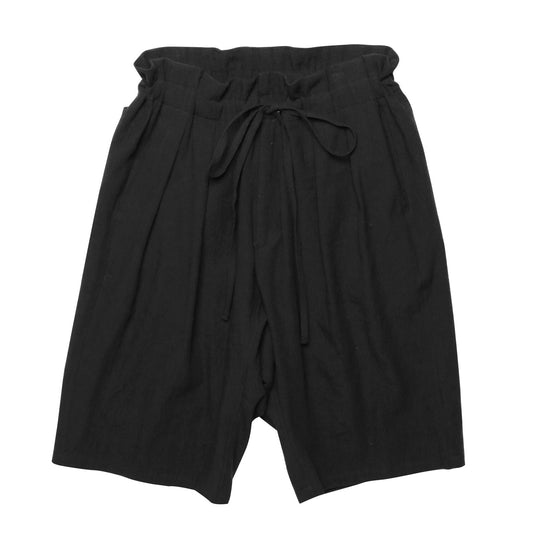 MONITALY M29401 DROP CROTCH SHORTS - 230G LINEN BLACK