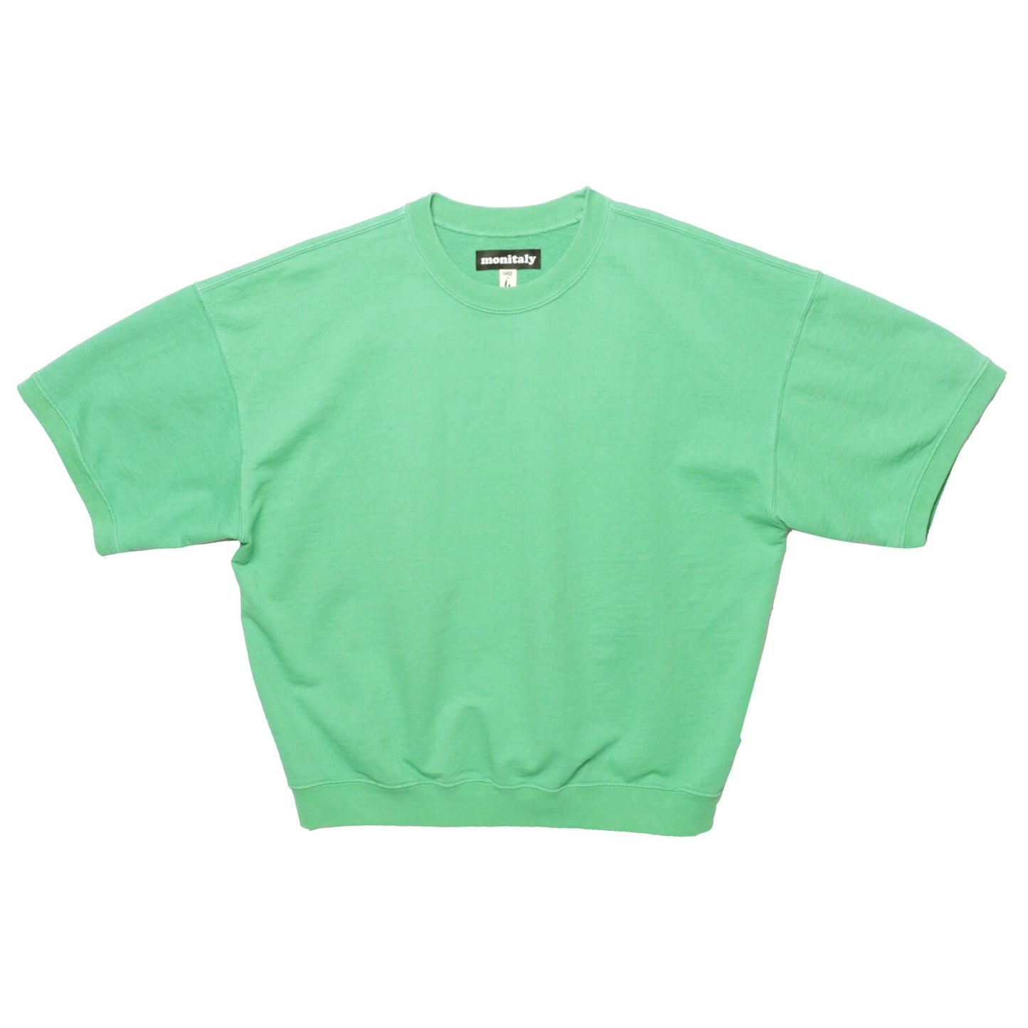 MONITALY M29703 CROPPED SHORT SLEEVE SWEATSHIRT - GREEN