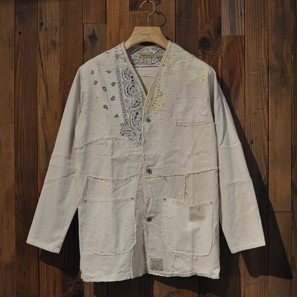 Rifatto Antique Linen Bandanna Boro Jacket - L StyleC