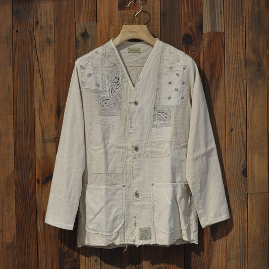 Rifatto Antique Linen Bandanna Boro Jacket - M StyleA