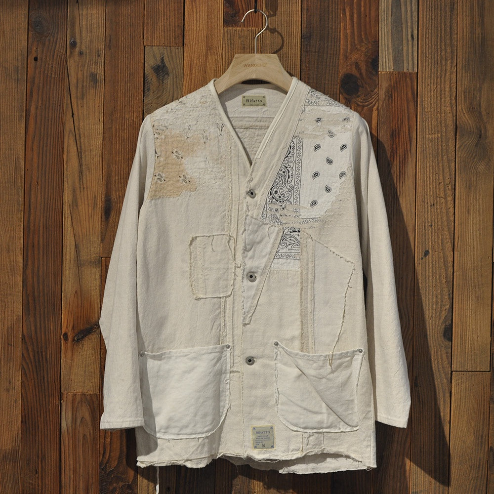 Rifatto Antique Linen Bandanna Boro Jacket - M StyleB