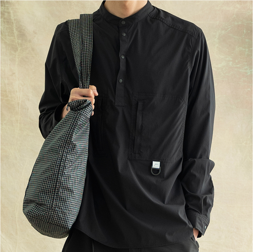 CAYL Stretch Nylon Pullover Shirts / Brown Khaki